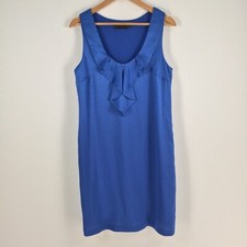 David Lawrence womens dress size 12 shift blue sleeveless round neck zip 025599