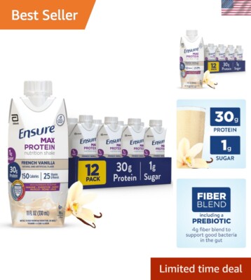 Max Protein French Vanilla Shake - 12 Pack, Sugar-Free Delight with 30g Protein