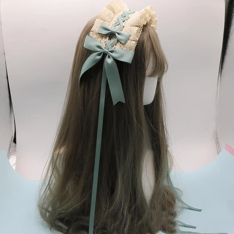 Diadema 15*25 cm Moño Dulce Lolita Encaje Flor Aro para Cabello Anime Mucama Juegos con disfraces Foto 4 de 4