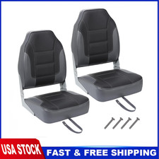 2-Pack Boat Seats, Folding High Back Boat Chairs w/ Sponge Padding, Fixing Bol