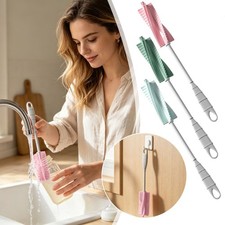 3PCS Long Bottle Cleaning Brush Rotatable for Bottles Wine glasses, Travel Mugs