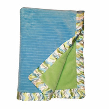 2014 Baby Essentials Blue Green Satin Chevron Lovey Security Blanket 29" X 39"