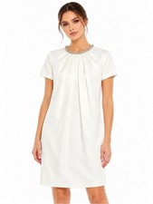 NWT Mac Duggal 55698 Rhinestone Neck Short Dress White Size 6 retail $348
