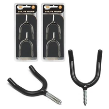 4 Pc Utility U Shape Wall Hooks Screw In Anchor Mount Tool Holder Organizer