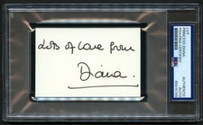 Diana signed autograph 2.5x4 Fmr Princess of Wales "LOTS OF LOVE FROM" PSA Slab