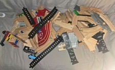 Wooden Train Tracks Cars Etc. Mixed Lot