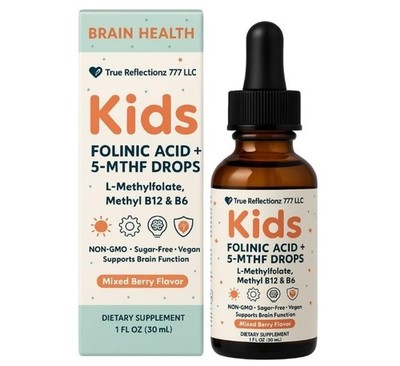 Folinic Acid Drops for Kids & Adults,  Mixed Berry Flavor, 1 fl oz (30 mL)
