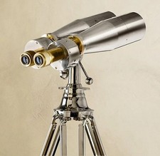 1920s Century Nautical Naval Fully Brass Victorian Heavy Binoculars Chrome
