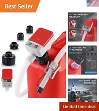 Red Battery-Powered Fuel Pump with 51" Hose  Automatic Shut-Off for Safe Usage