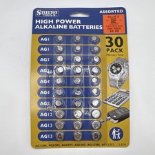 Steelton Tools High Power Alkaline Coin Cell Batteries AG1-AG13 30 Pack