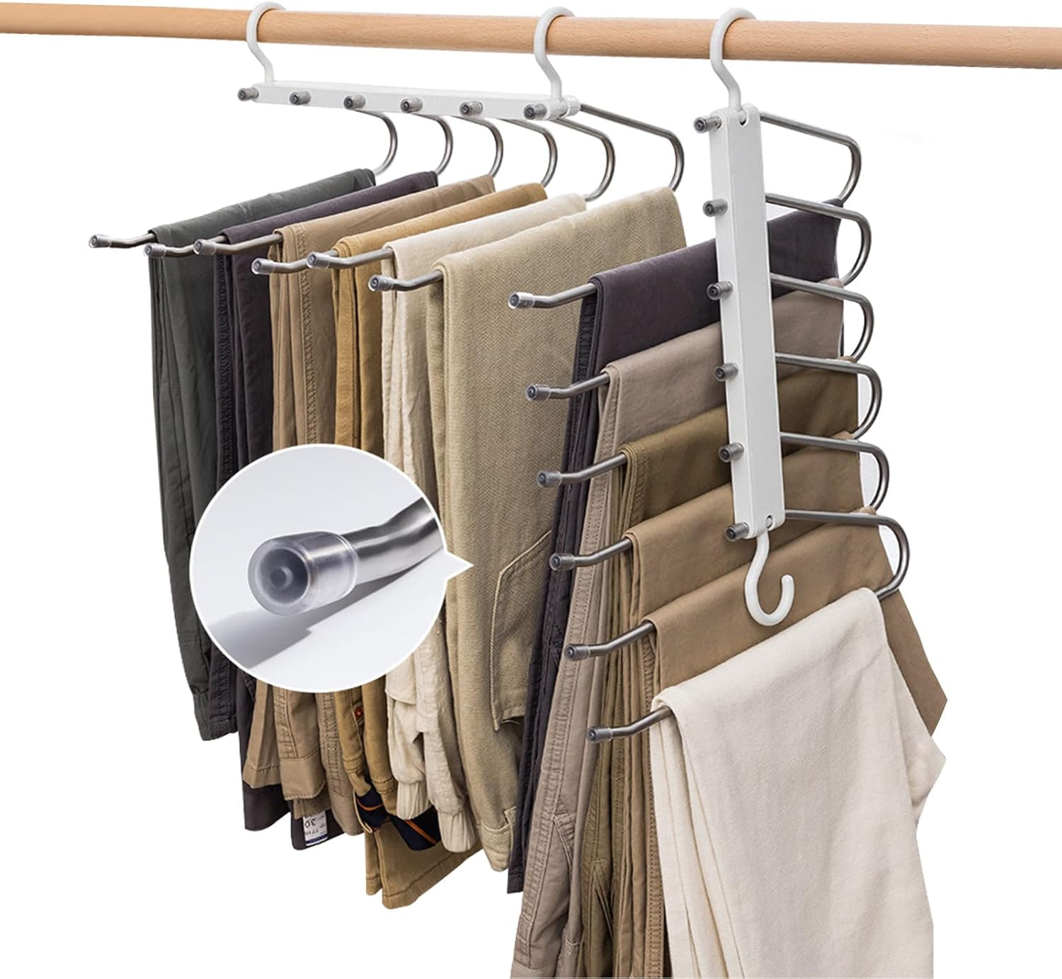Set 2 Grucce Pantaloni Salvaspazio 6 in 1 - Acciaio Inox Antiscivolo