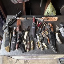 Vintage Mixed Knife Lot Fixed Blade Hunting/Bowie/Combat Clip Point Sheath