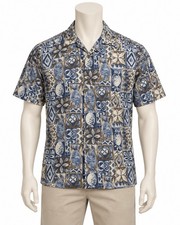 Pierre Cardin Men s 100 Cotton Button Down Short Sleeve Shirt Tropical Hawaiian