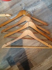 Vtg Heavy Solid Wood Clothes / Coat / Pants / Suits Hangers with Wire Hooks 5 