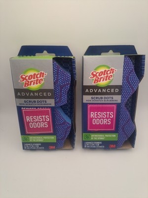 Scotch-Brite Advanced Scrub Dots Scrubbers Blue Sponge 2 Packages (2 per pk) HTF