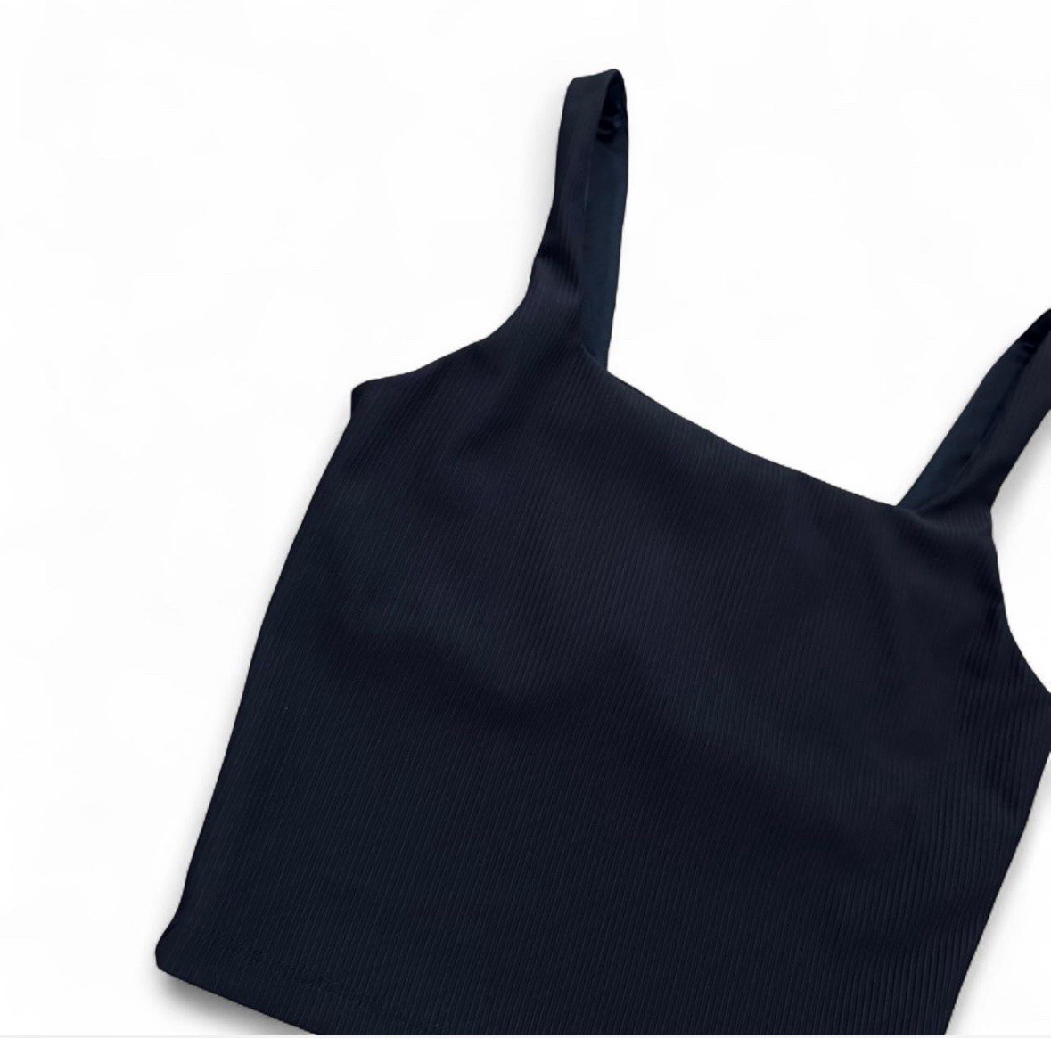 Wildfox black basic ribbed square neck crop top - image 2