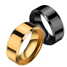 Unisex Stainless Steel Geometric Couple Rings Durable Band Ring for Men and