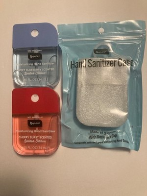 B Pure Hand Sanitizer Cherry Burst Scent Sweet Blueberry Limited Edition + Case
