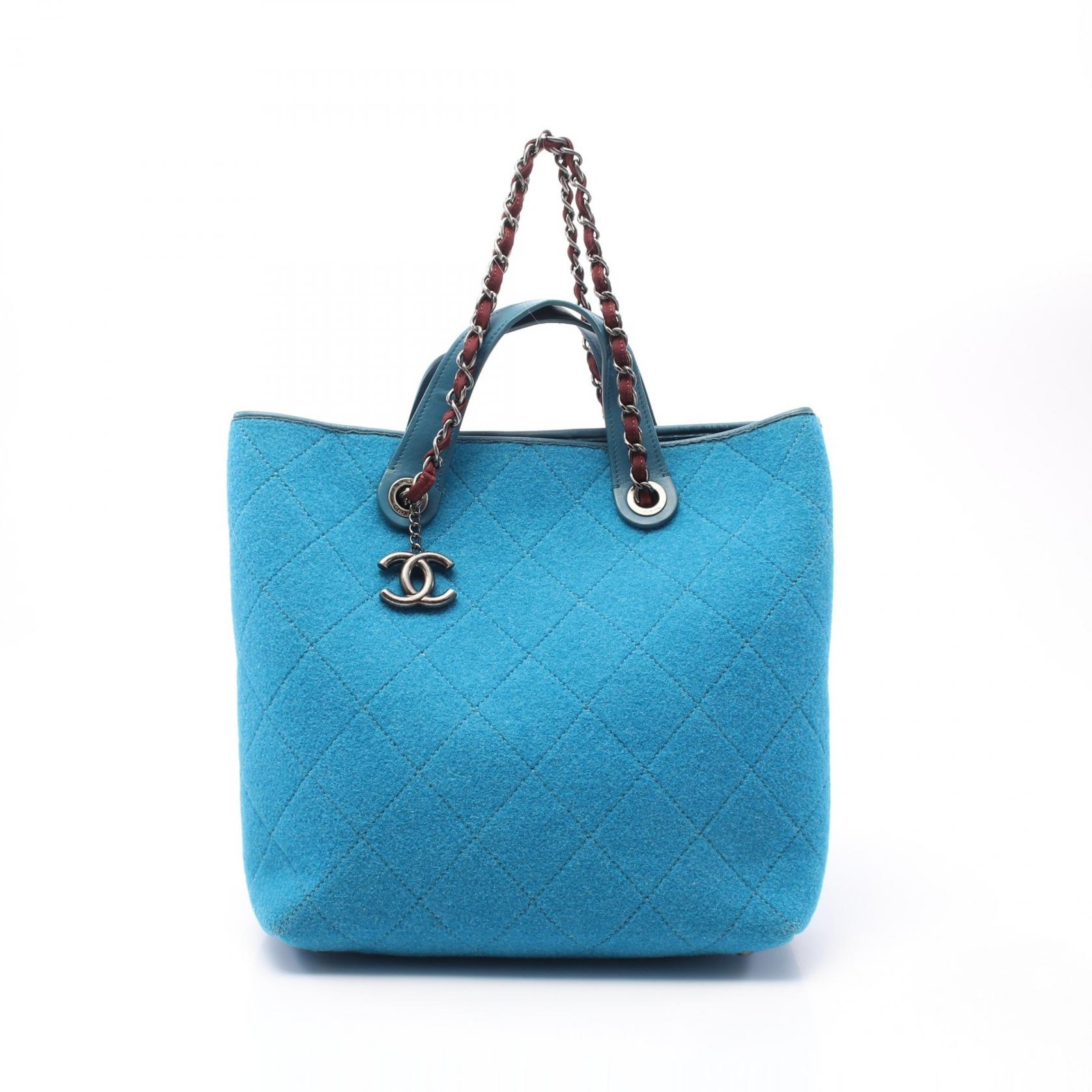 Chanel Matelasse Wool Leather Tote Bag in Blue for Women A667