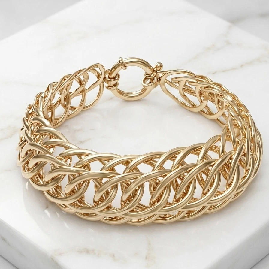 Bellezza Bronze Yellow Gold Plated Bold Chunky Statement Chain Link Bracelet 8" - product detail image 1