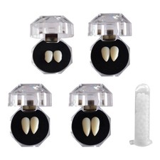 2 pairs Reusable Vampire Teeth Fangs with Adhesive for Adults and Kids Halloween