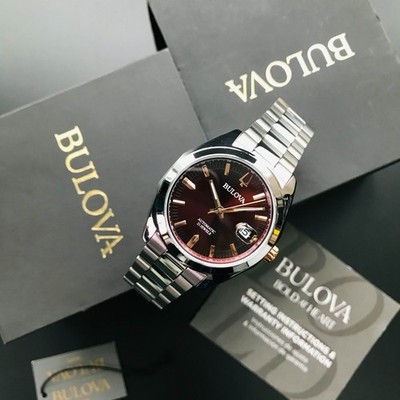 Bulova 98B422 Surveyor Stainless Steel Automatic Men's Red Dial Wristwatch 39 mm