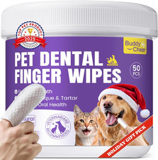 No-Rinse Dog Dental Care Wipes, Cat Dog Tooth Brushing Kit, Dog Wipes for Pet