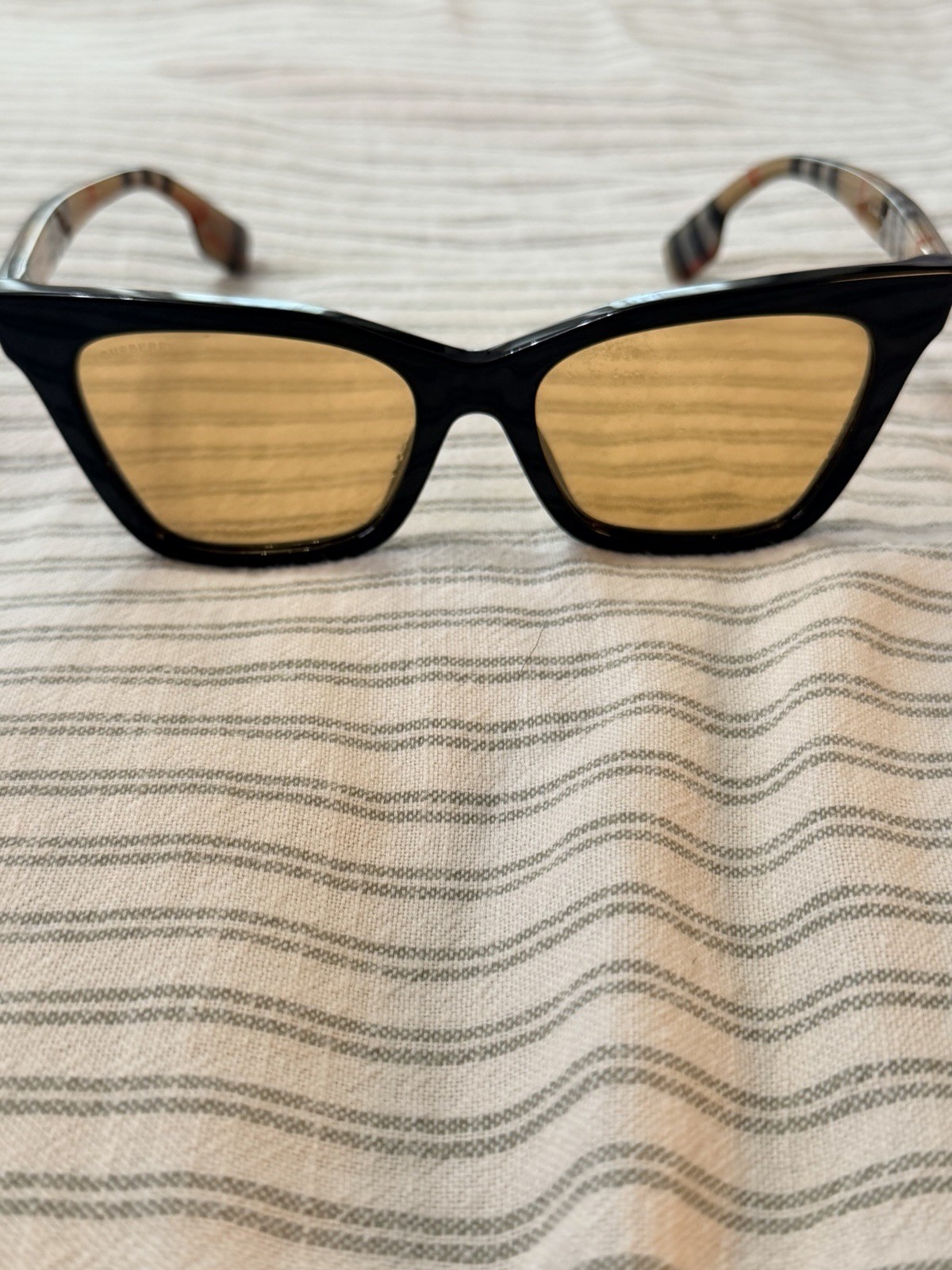 Burberry B 4242 Women's Cat Eye Sunglasses Black Frame Brown Tinted 140mm