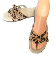 GH Bass &Co. Sunjuns SHARON Flat Strappy Sandals PONY HAIR CHEETAH THONGS  7M