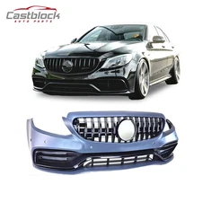 Facelift 15-18 Mercedes Benz W205 C Class Front Bumper Kit to 2019 W205 C63 AMG