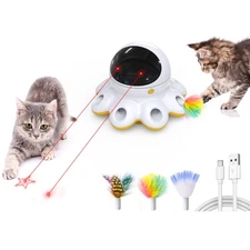 Cat Laser Toy, 2-in-1 Interactive Automatic Motion Activated Moving 8 Holes W...