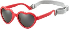 Baby Sunglasses Flexible Polarized Heart Shaped Sunglasses with Strap for Toddle