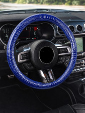 Luxury Crocodile Texture Glossy Leather Car Steering Wheel Cover, New Universal
