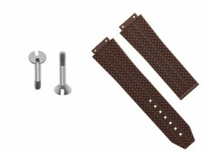 25MM RUBBER WATCH STRAP BAND FOR HUBLOT CERAMIC H BIG BANG WATCH BROWN  2 SCREW