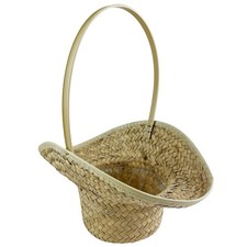 Vintage Flower Girl Wicker Basket with Handle Waterproof Lining Mexico 12x10x7"