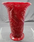 RARE FENTON MANDARIN RED  PEACOCK VASE