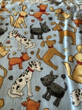 2 Dog Print Fabric Pieces, 1 Yard Each Scotty Westie Blue Dalmatian Snuggle