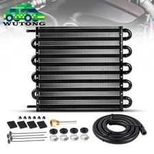 10 Rows Aluminum Remote Transmission Oil Cooler Radiator Converter Kit Universal