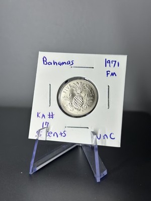 1971 Bahamas 5 Cents UNC Coin   Queen Elizabeth II   Pineapple   KM#17
