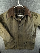 Barbour Beaufort A150 Green Size 42 Waxed Jacket Coat Men Full Zip Lined England