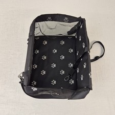 Dog Car Booster Seat Paw Print Mesh Travel Carrier Black 15x12x8 Used
