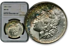 1881-S $1 Morgan Silver Dollar - NGC MS 64 - Rainbow Toning  C1010