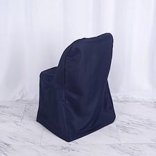 50 Navy Blue Polyester FOLDING Flat CHAIR COVERS Wedding Banquet Decorations