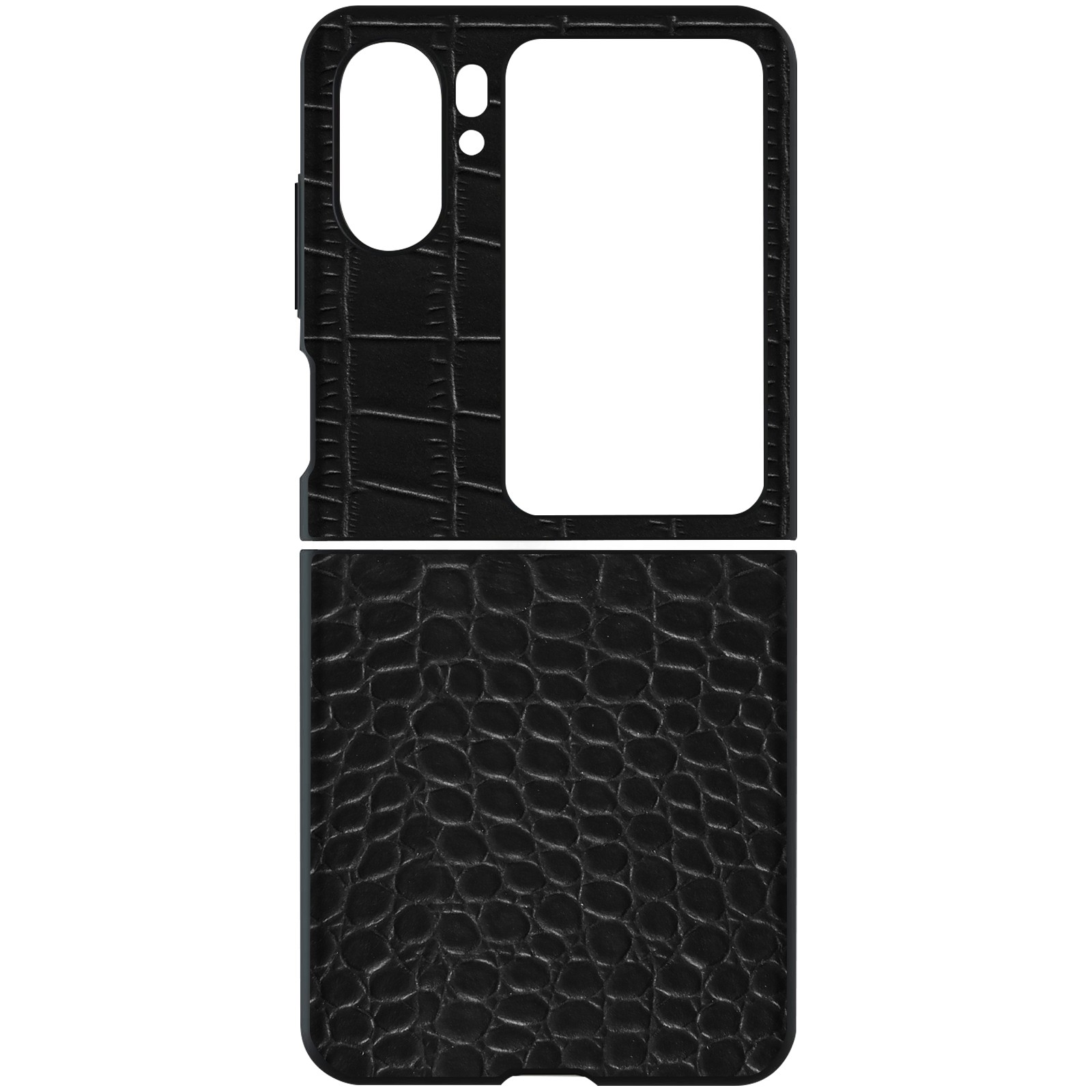 Coque en cuir Oppo Find N2 Flip Avizar luxe effet crocodile noir rigide premium