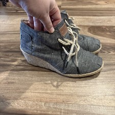 Botines de mezclilla Toms Desert Wedges cambray para mujer talla 7,5
