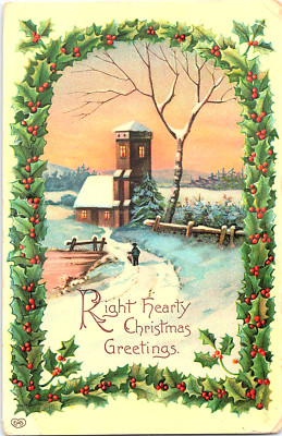 Postcard. E.A.S. Right Hearty Christmas Greeting. Divided Back. Posted