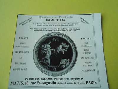 MATIS perfumes and perfume products Balkan flowers advertising 1911 AD 