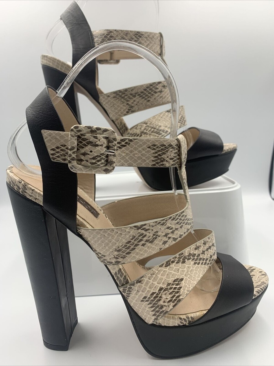 TOPSHOP Leather Snake Print Strappy Platform Block New! UK6 EU39