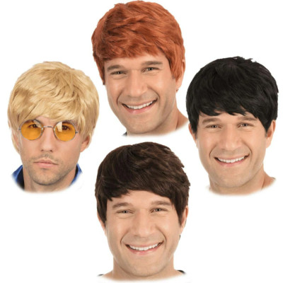 Rubies 60er 70er 80er 90er Kurze Boyband Perücke Gerade Herren Neu