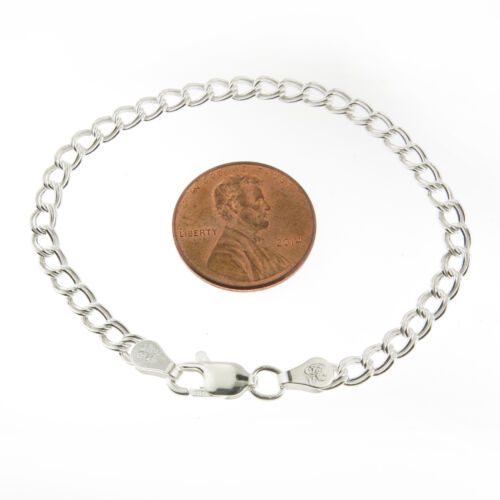 Sterling Silver Baby Children Charm Bracelet PARALLELO Double Link 925 Italy 4mm - Picture 2 of 3